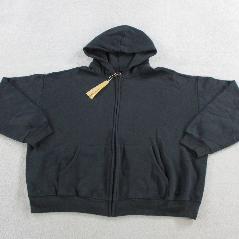 SKIMS Cotton Fleece Zip Up Hoodie Womens XL Onyx Black Sweatshirt Sweater NWT - Picture 2 of 9